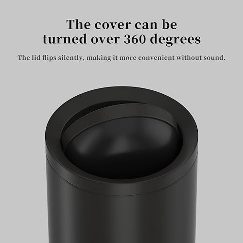 Miniatura 3 de Bote de basura negro de 2.4 galones con tapa, tapa oscilante, cubo doble, papelera pequeña, cubo de basura moderno para baño, dormitorio, oficina,