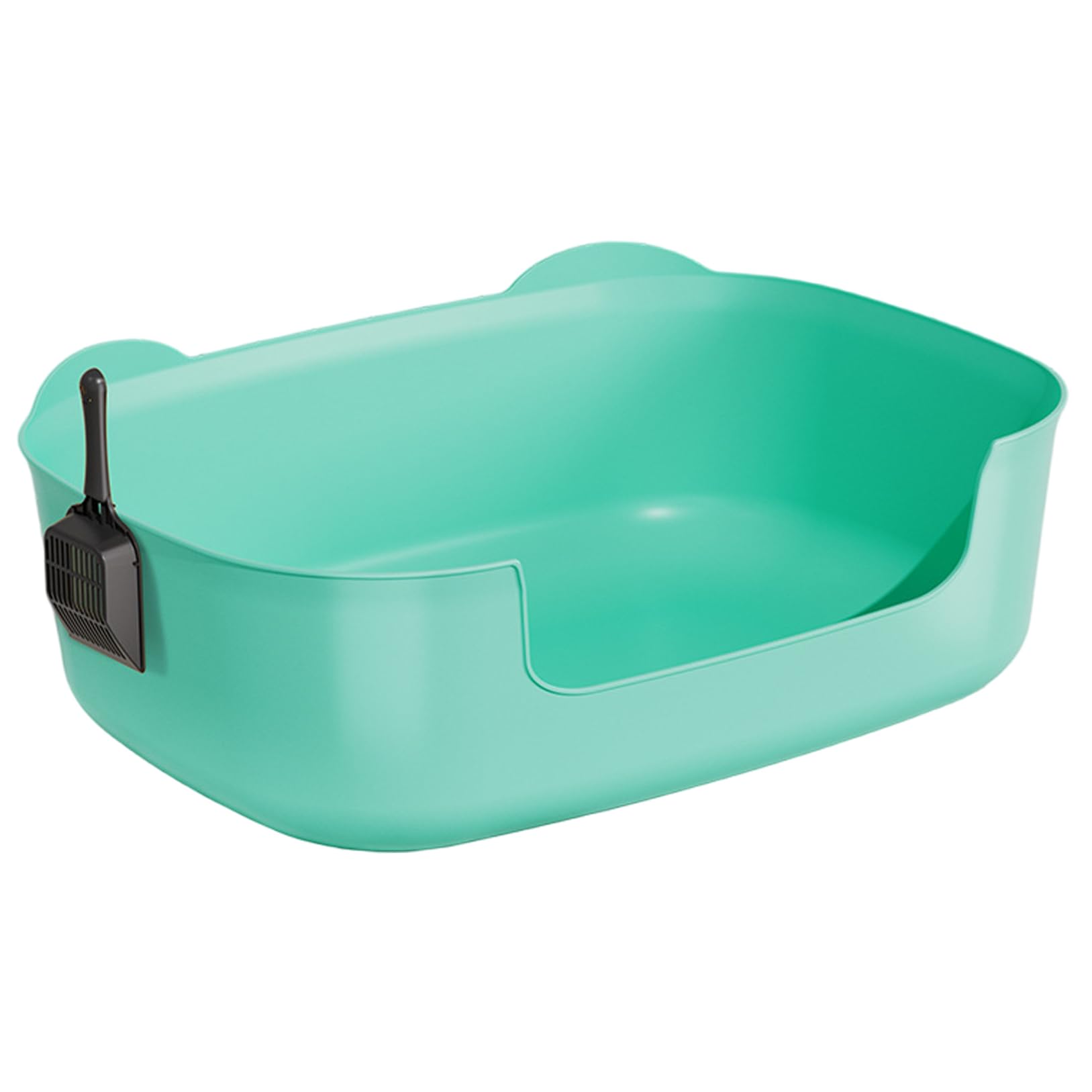 High Sided Litter Box 16x11x6" Splash-Proof Plastic Low Entry Litter Box with Shovel Cute Ear Shape Cat Toilet for All Breeds Kitten Rabbit Cat Kitty