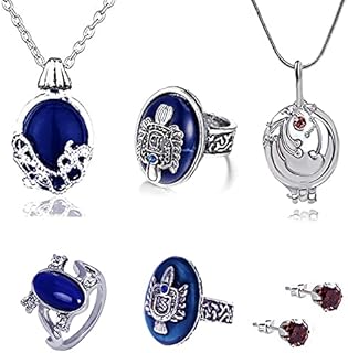 HJYZY 6 pcs The Vampire Diaries Elena Daylight Walking Signet Damon's Ring Gilbert Opening Vervain Locket Pendant Necklace Daywalking Katherine Necklace Earrings Set