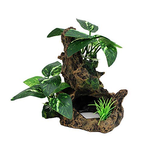OMEM Aquarium Fournitures Plantes Aquatiques Simulées Ensemble D'aquarium Résine Végétale Affaissement Bois Habitat Décoration (One)