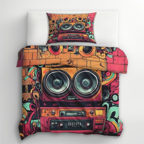 Housse de couette 140x200 musique infroissable avec zip pour lit 1p - 4