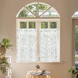 Vogolgreytasselsembroideredkitchencurtainsfarmhousestylesofttouchvoilecurtaintiersfornursery2panelslightfilteringsheerdrapesforbathroom30x36in Urban Country Home Decor Vogol grey tassels embroidered kitchen curtains farmhouse style soft touch voile curtain tiers for nursery 2 panels light filtering sheer drapes for bathroom 30×36 in urban country home decor