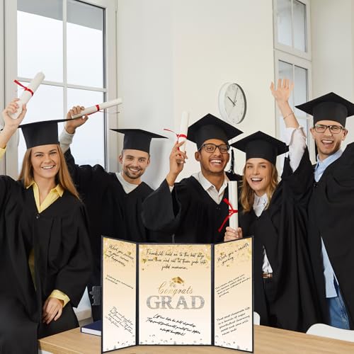 Image of Crenics Black and Gold Graduation Decorations Class of 2026, Creative Graduation Guest Sign in Book Alternative, Congrats Grad Signature Book 18 inch x 12 inch, Awesome Graduation Gift or Keepsake