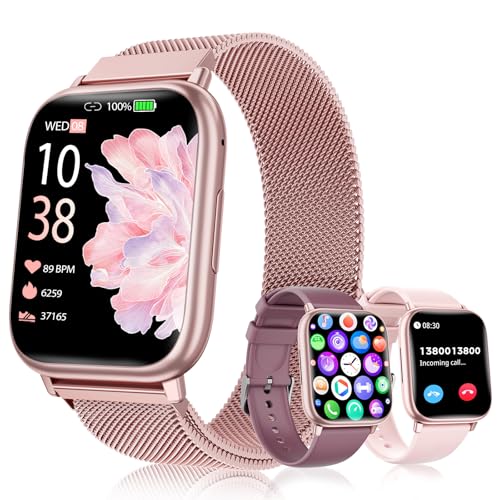 Reloj Inteligente Mujer 1.83' HD Pantalla Táctil Smartwatch con Llamadas Bluetooth Fitness Tracker 120+ Modos Deportivos Pulsometro SpO2 Presión Arterial IP68 Monitor de Sueño Android iOS (Rosa)