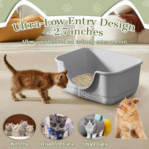 Caja de arena para gatos pequeña de entrada baja gris miniatura 2