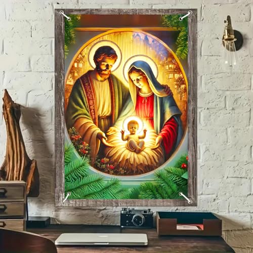 BlissYard Weihnachts-Fensterabdeckung, Weihnachtskrippe,...