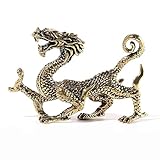 qumHmup Dragon Figurines-Mini Retro Brass Dragon Feng Shui Beast Ornaments Statue,Home Tea Pet Outdoor Garden Decoration