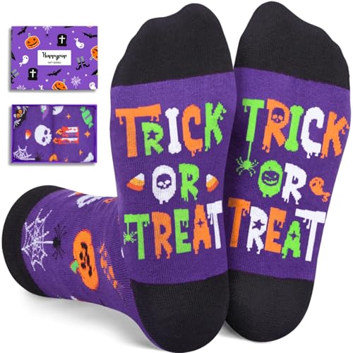 HAPPYPOP Halloween Gifts Spooky Gifts Kids - Halloween Gifts Kids 7-9 Years Old, Crazy Fun Boys Girls Pumpkin Socks