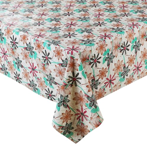 Image of Dakshya Industries PVC Waterproof Withoutlace Dining Table Cover (Size - 54X78 Inch) Rectangle 6 Seater Heat Rasistant Table Cloth (T3)