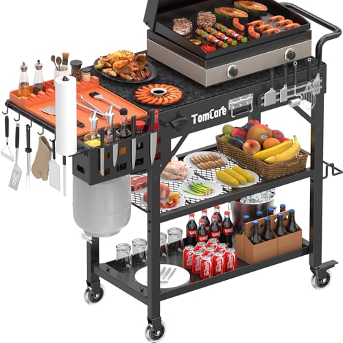 TomCare Grill Table with 3-Tier Storage