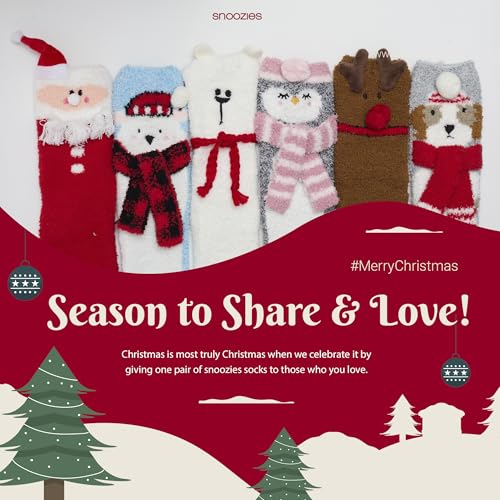 Image of Snoozies Fuzzy Funny Socks for Women, Christmas Sock 1 Pair, Cozy Winter Holiday