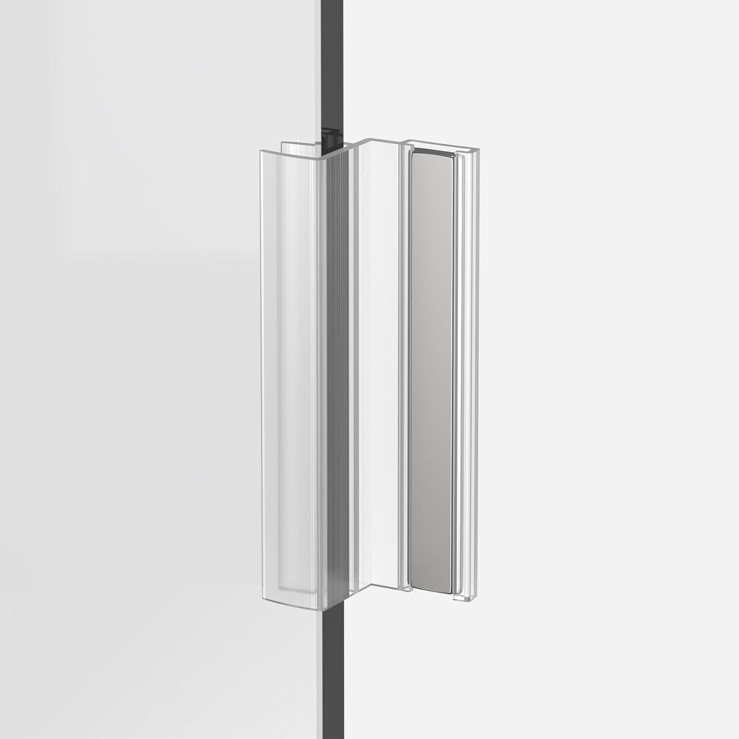 Shower Door Magnet - U Channel Door Frame with Clear Polycarbonate and Magnet fit for 3/8" Thickness Swing Glass Shower Doors, Shower Door Handles Shower Doors Strike Jamb