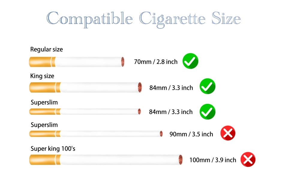 cigarette size in inches Bling Stainless Steel Cigarette Case with Double Sided Spring Clip for 20  Cigarettes King Size (AB) : Amazon.com.be: Everything Else