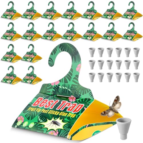 Mysora 18 Pack Codling Moth Traps for Apple Trees with Pheromone Lures Triangular Hanging Sticky for Apple Trees Includes 18 Traps & 18 Lures for Orchard & Garden Use