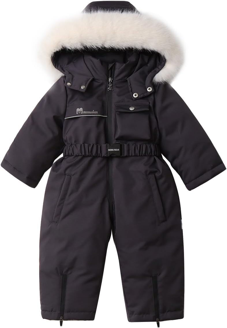 Mono de Invierno cálido con Forro y Capucha para bebé Traje de esquí Acolchado para niños Mono cálido para niños y niñas Mono cálido con Capucha para la Nieve