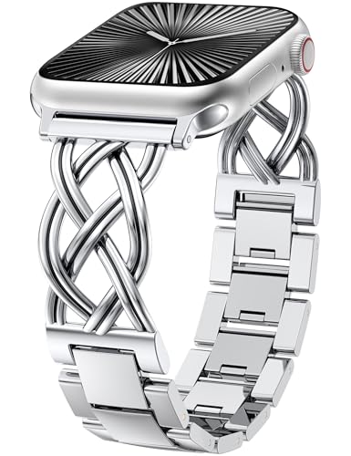 Image of TOYOUTHS Dressy Bracelet Compatible with Apple Watch Bands 38 /40 /41 /42 /44 /45 /46 /49mm Women, Celtic Stainless Steel Metal Fancy Nice Pretty Strap for iWatch Series 11 10 9 8 7 6 5 4 Ultra /SE 3 2 1