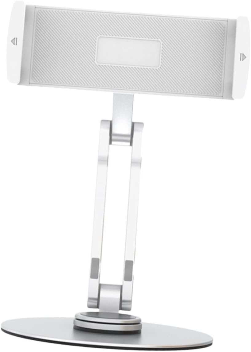 Aluminum Alloy Adjustable Tablet Stand Foldable Multi-use Desktop Holder with 3-Directional Rotation Compatible with Ipad and Tablets for Office and Travel Use, Silver