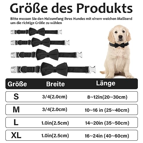 KTWSUEF Hundehalsband Samtiges, mit Abnehmbarer Hunde Fliege, Komfortable Verstellbares Samtige Halsband Hund, Geeignet für Hunde Kleine Mittel große Hunde, Für Hochzeiten, Geburtstage, Partys usw