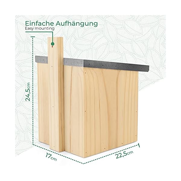 WILDLIFE FRIEND I Nistkasten Rotkehlchen & Co mit Metalldach nach NABU aus Massivholz für - 100% Wetterfest – Halbhöhle… – Bild 7