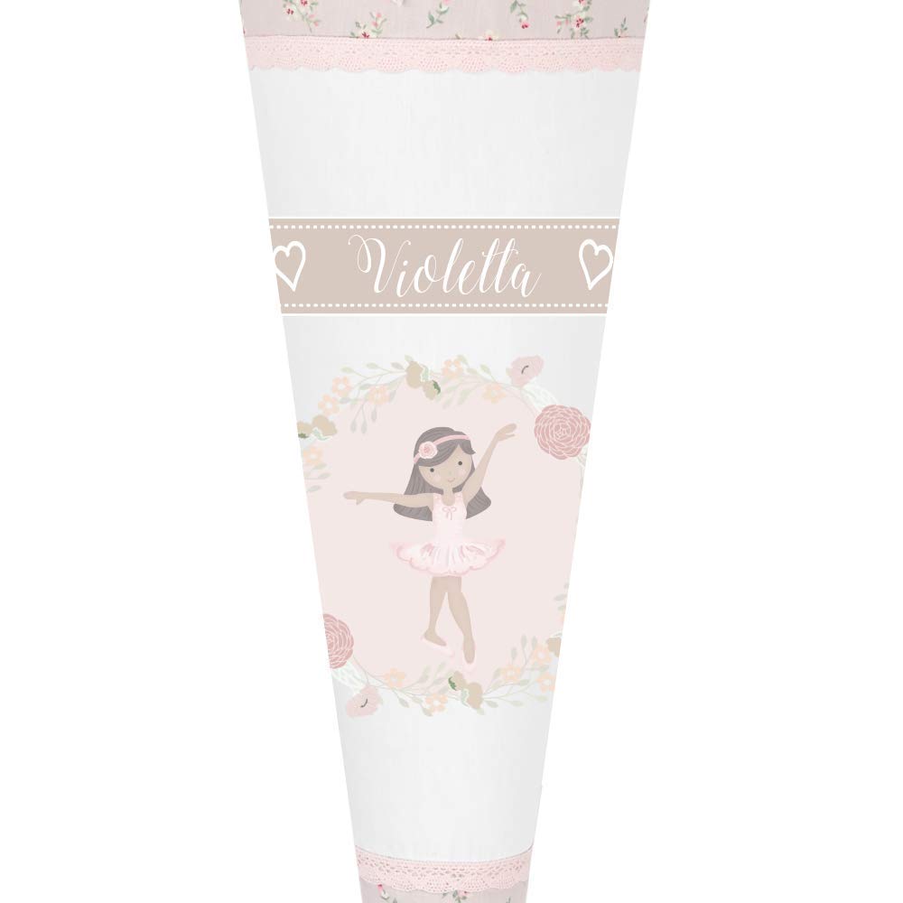 Ballerina Schultüte mit Namen aus Stoff 70cm groß