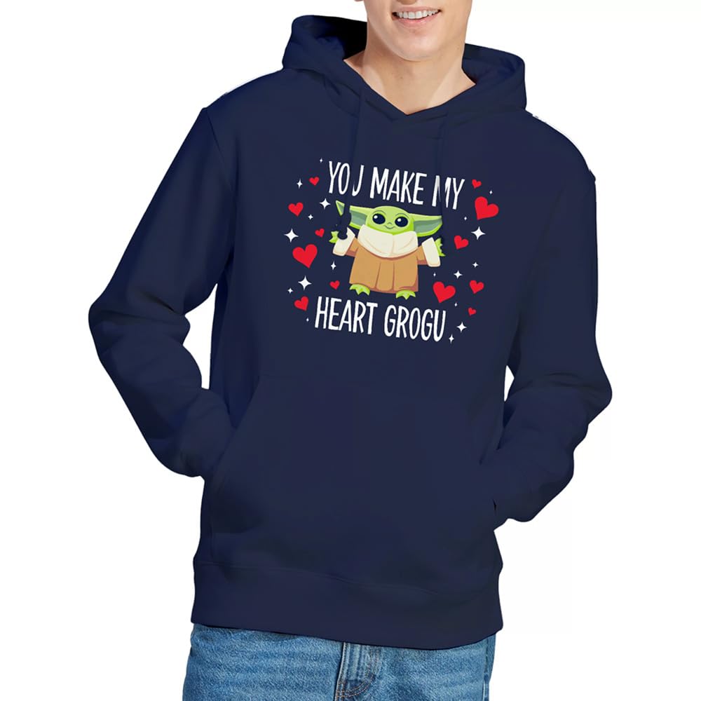 Star Wars You Make My Heart Grogu Unisex Hoodie, Navy, Medium