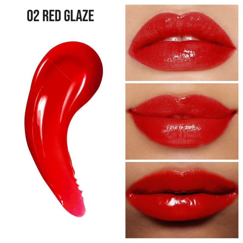 Image of INSIGHT Peptide Infused Lip Oil | Glossy Finish | Sheer Coverage | Infused With Ginger Seed Oil | Hydrated & Plump Lips| Long-Lasting |Red Glaze-4.5g