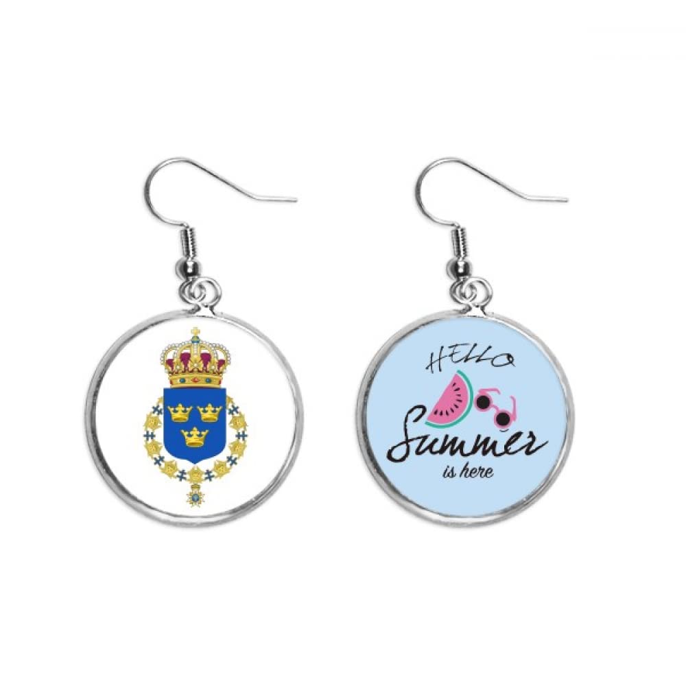 Pendientes de sandía con emblema nacional de Suecia joyería de verano para lóbulo 5