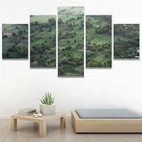 SIGNWIN 5 Panel Canvas Wall Art Modern Art Aerial Expressive Global Landscape Mountain Multicolor Photography for Home Decorations Ready to Hang - 60