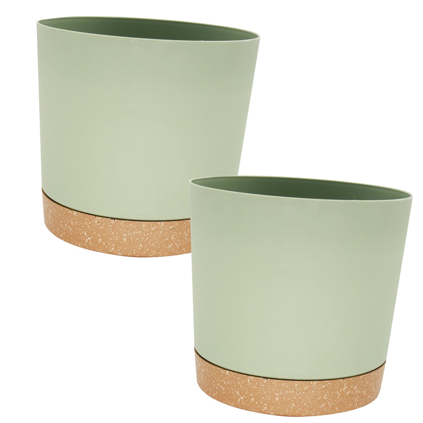 ordinarYone 8inch Resin Plant Pots Circular Separation Succulents Planter Flowerpot with Drainage Tray Plant Growth Cultivation Pots