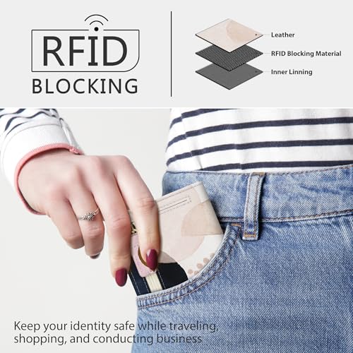 Image of Gostwo Small Wallet for Women, Slim Bifold Credit Card Holder, Compact RFID Blocking Cash Wallet, Billfolds Thin Leather Zipper Pocket, Mini Wallet Gift for Ladies Teen Girls Travel with ID Window
