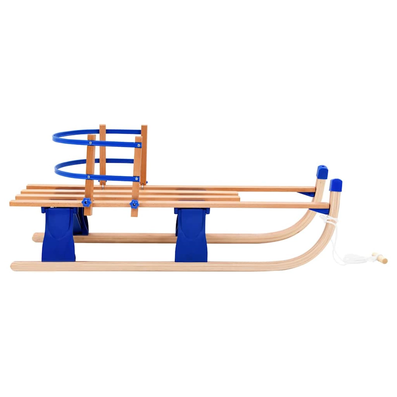 Gecheer Slittino da neve pieghevole in legno, con schienale, 119 cm, leggero e resistente, con blocco di sicurezza e guide in metallo, per famiglie e appassionati di sport invernali