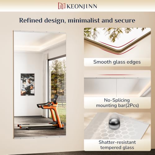 Image of Keonjinn Home Gym Mirror, 72 inch x 36 inch, Workout Mirrors for Home Gym