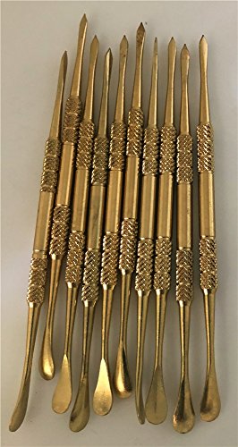 10pcs Stainless Steel cleaning tool for dry herb vaporizer pen Carving Tool (Gold)
