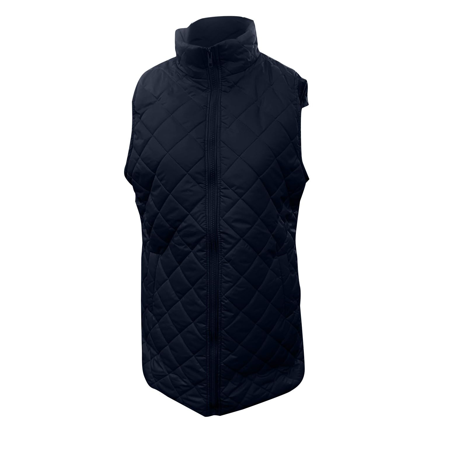 Steppweste Damen Mittellang Winter Leichte Weste Casual Ärmellos Winterjacke Warm Daunenweste Reissverschluss Steppweste Frauen Stehkragen Outdoorweste Winterweste Übergangsweste Mit Taschen