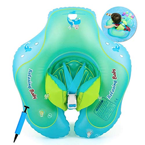 Flotador de Natación para Bebés con Asiento Anillo,Bebé Recién Nacido Aprende a Nadar Entrenador Inflable Flotador Ajustable para Piscinas para Bebés,Anillo de Natación para Bebés (6-36 Meses,Azul)