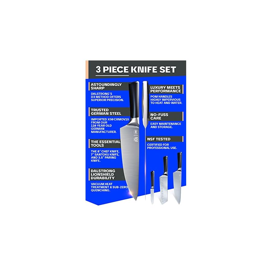 Dalstrong-3pc-Knife-Set-Vanquish-Series-Forged-High-Carbon-German-Steel-Black-Handle-Giftable-Chef-Knife-Santoku-and-Paring-Razor-Sharp-Kitchen-Set-NSF-Certified Dalstrong 3pc Knife Set - Vanquish Series - Forged High Carbon German Steel - Black Handle - Giftable Chef Knife, Santoku and Paring - Razor Sharp Kitchen Set - NSF Certified