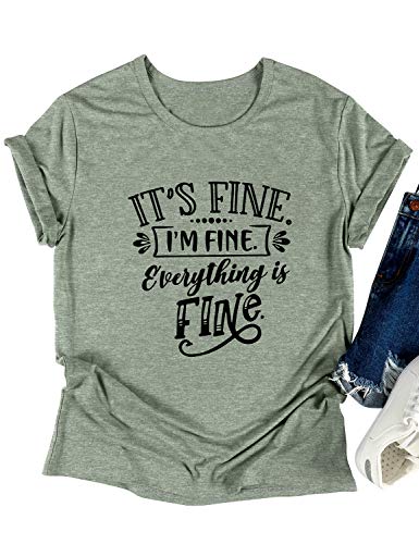 Dresswel Women Its Fine Im Fine Tshirt Cute Sayings Short Sleeve Casual Gift Tee