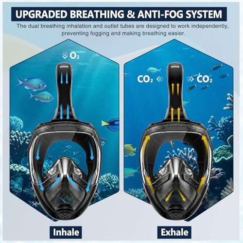 Máscara de snorkel facial completa Aegend para adulto con asa de emergencia miniatura 5