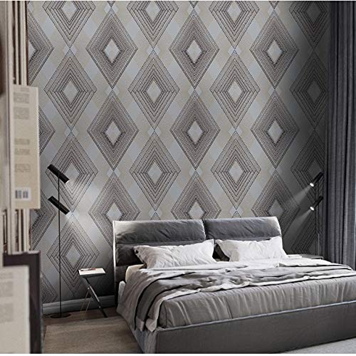 JKONG Papel Pintado de celosía de Diamante geométrico Minimalista Moderno Fondo de Pared Papel Pintado no Tejido 0805 Azul crepuscular T 10m * 53cm