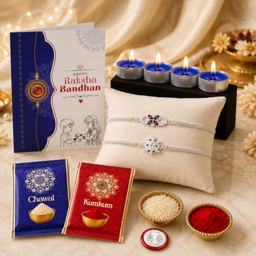 Image of Oblivion Tea Light Candle for Brother - Rakhi for Brothers, Silver Color Coin & Greeting Card, Gift for Bhai, Bhabhi & Kids, Traditional Raksha Bandhan Celebration Combo Kit 2025