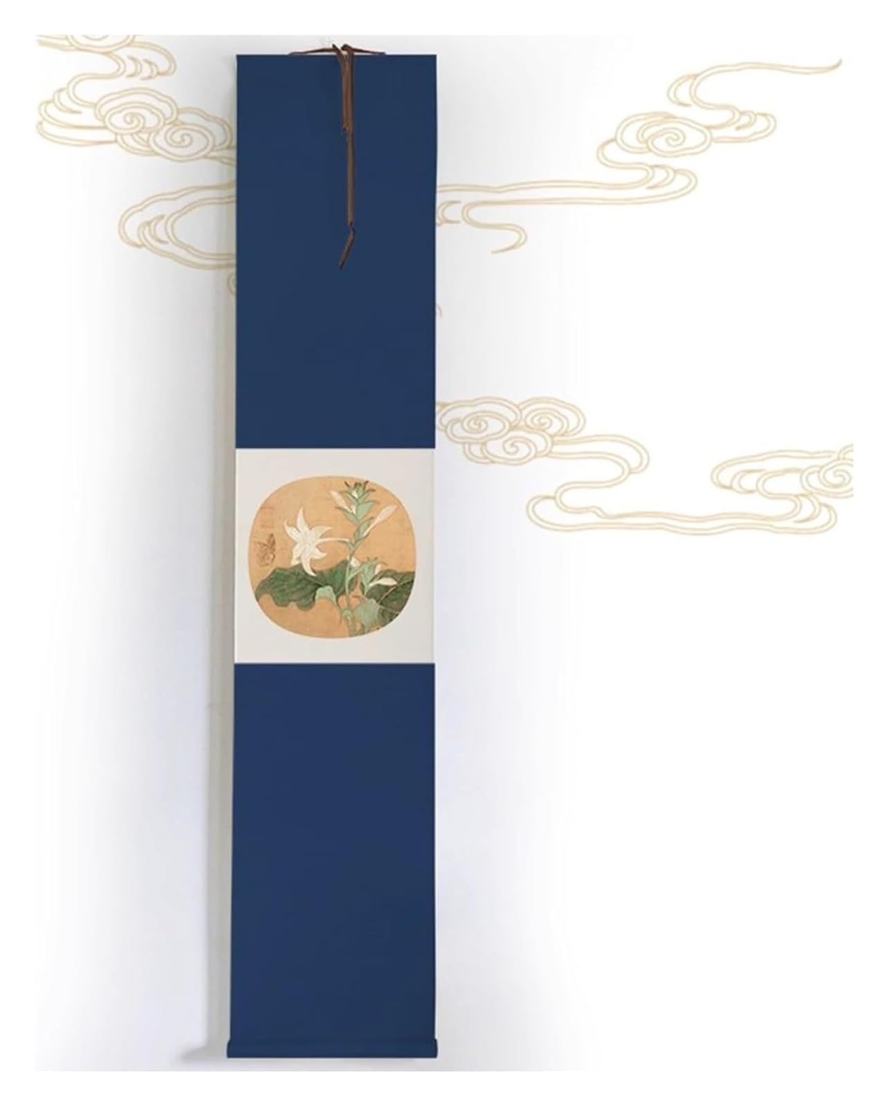 Obraz z motywem kwiatowym z dynastii Song, pionowa sztuka ścienna w kolorze niebieskim w biurze, wystrój azjatyckiego feng shui, kolekcja prezentów biznesowych(Blue G)