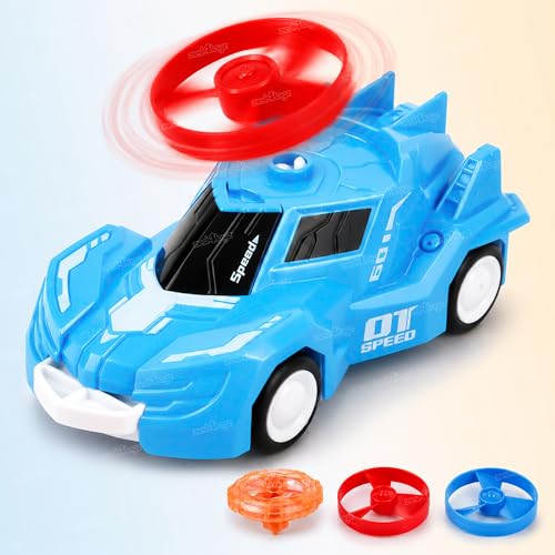 Image of Zest 4 Toyz Spin Master Duo Combo of Flying Wheels & Spinning Tops | Gyro Rotary Friction Car Toy for Kids 3+ Years with Spinning Top Flying Saucer Rotating Light Two Ways to Play Toy for Boys & Girls