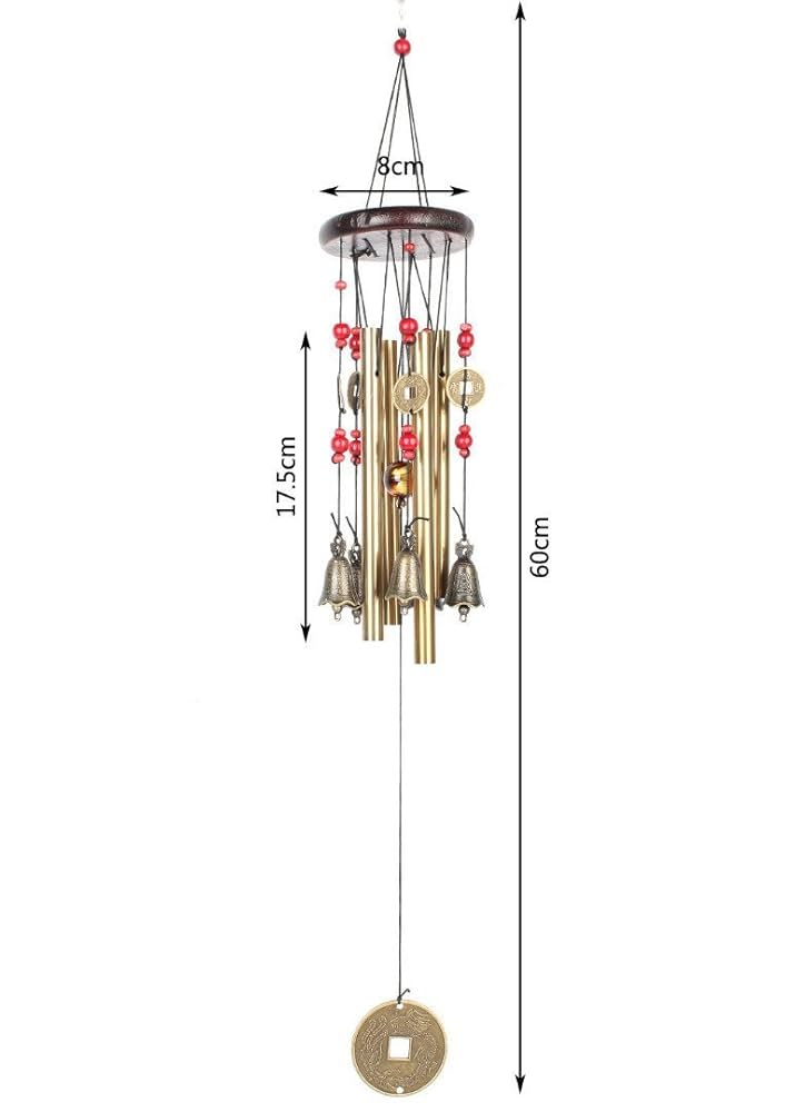 Bwinka Chinese Traditional Retro10 Tubes 5 Bells Bronze Yard Garden Outdoor Living Wind Chimes 85cm (MT-626