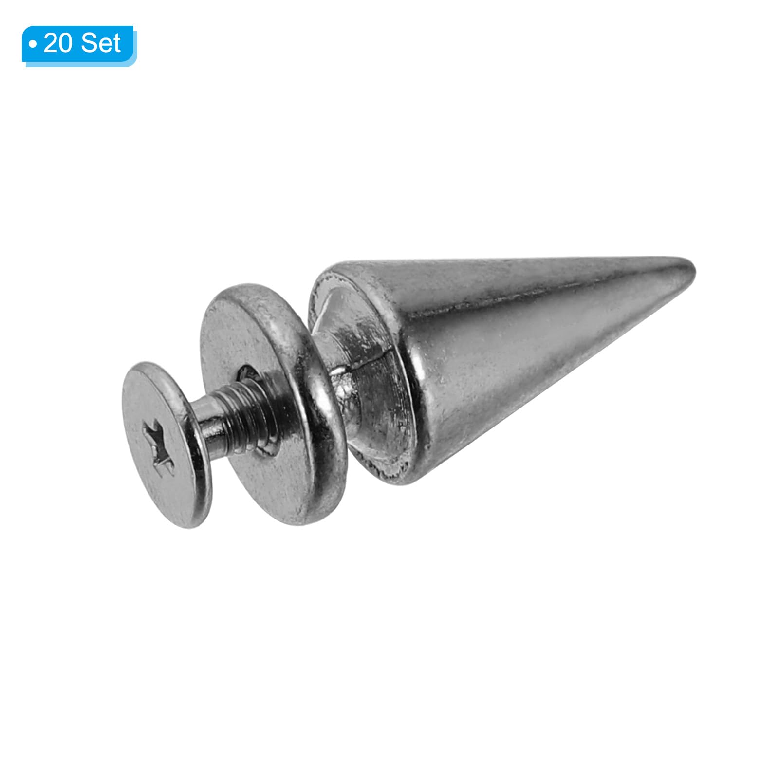 PATIKIL 20mm Studs for Clothing 20 Sets Studs and Spikes Leather Rivets Cone Spikes Metal Screw Studs for Clothing Leather Crafts Fabric Shoes Punk Bag Leathercraft - Image 3
