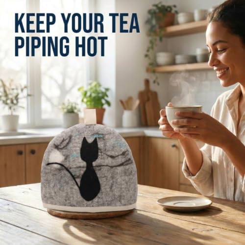 Image of Glaciart One Wool Teapot Cozy Kettle Cover | Dome Shaped Large Tea Cosy, Kettle or French Press | Handmade & Needle Felted from Natural Wool | Warms Up to 2 Hours | Great as Gift