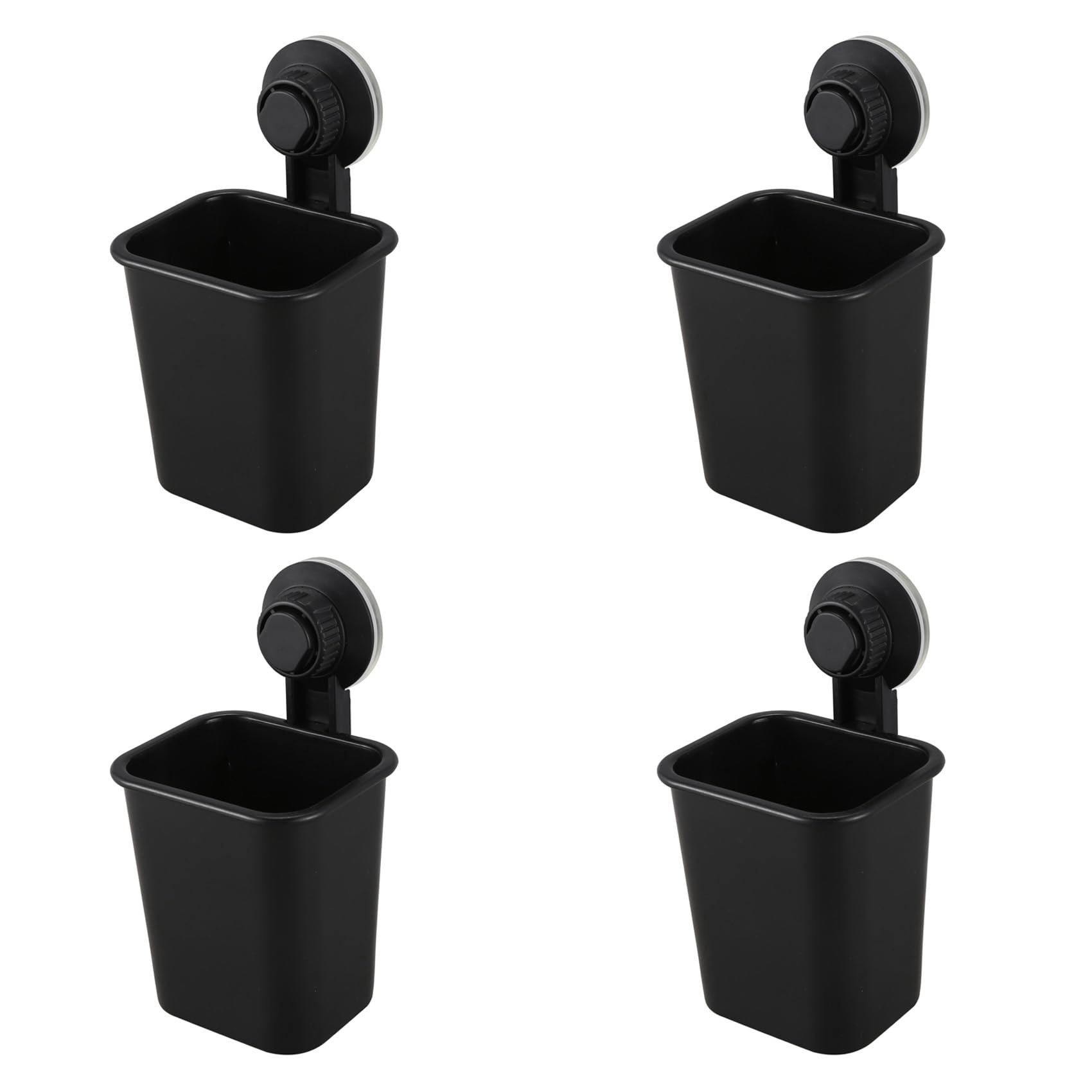 Hndhbfgrt 4 PC Suction Cup Toothbrush Cup Holder Rack Plastic Holder Toothpaste Storage Box for Kitchen Bathroom Toilet Black