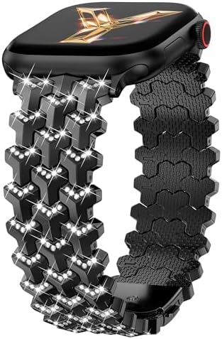 Moolia Luxury Bling Diamond Band Compatible with Apple Watch 42/41/40/38/46/45/44/49mm,Y-Shaped Metal Link with Crystals Women Replacement for iWatch Series 11 10 9 8 7 6 5 4 3 2 1 SE/Ultra(1/2/3)