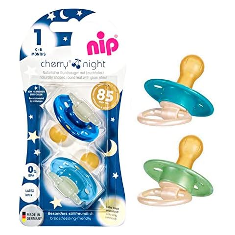 NIP Cherry Rundsauger Schnuller Day & Night Set 4 Stk.// Gr.1 0-6 Monate // Hellgrün & Türkis + Blau & Türkis Cover