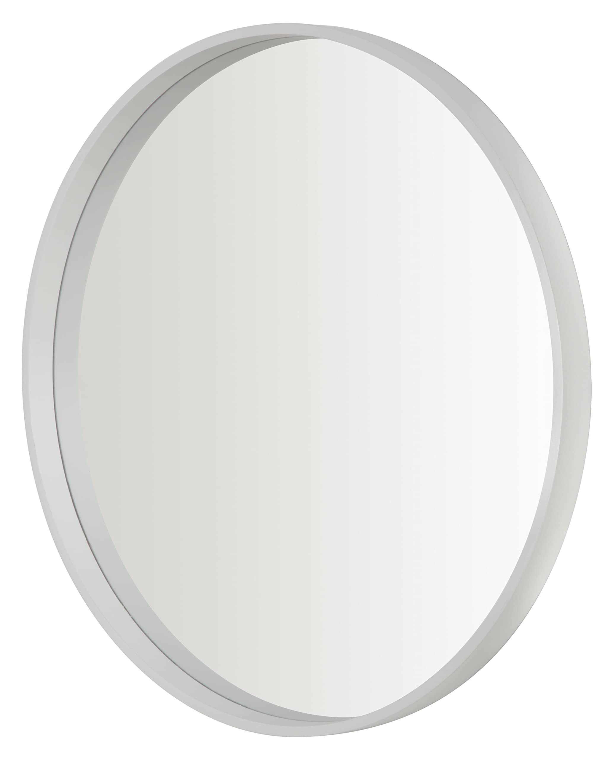 Home Selections Cool Grey Round Wall Mirror, 50cm, Wooden Deep Framed Circle Mirror