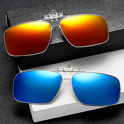 Image of Clip on Flip up Polarized Lens For Prescription Glasses UV Protection Sunglasses (Clear lenses not Polarized)